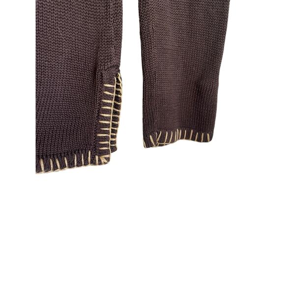 Neimen Marcus Women Tunic Sweater L Brown Embroider Trim Boho Retro Hippie Beach - Picture 6 of 11